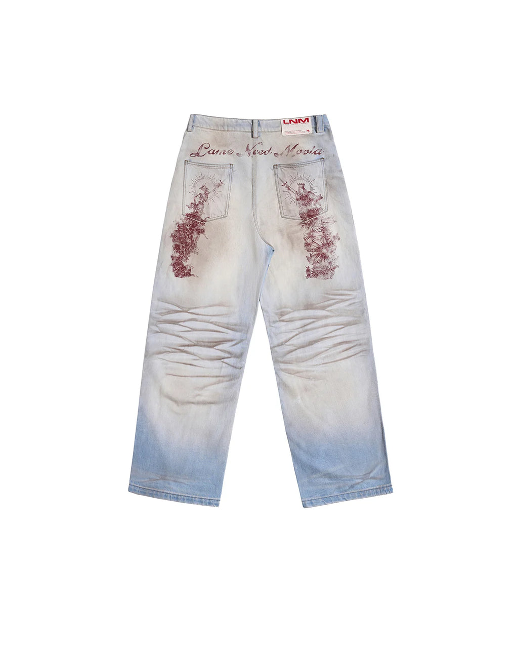 LNM Honeycomb Distressed Print Jeans
