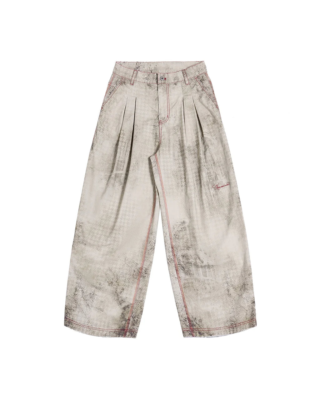 LNM Washed Houndstooth Graphic Cargo Pants