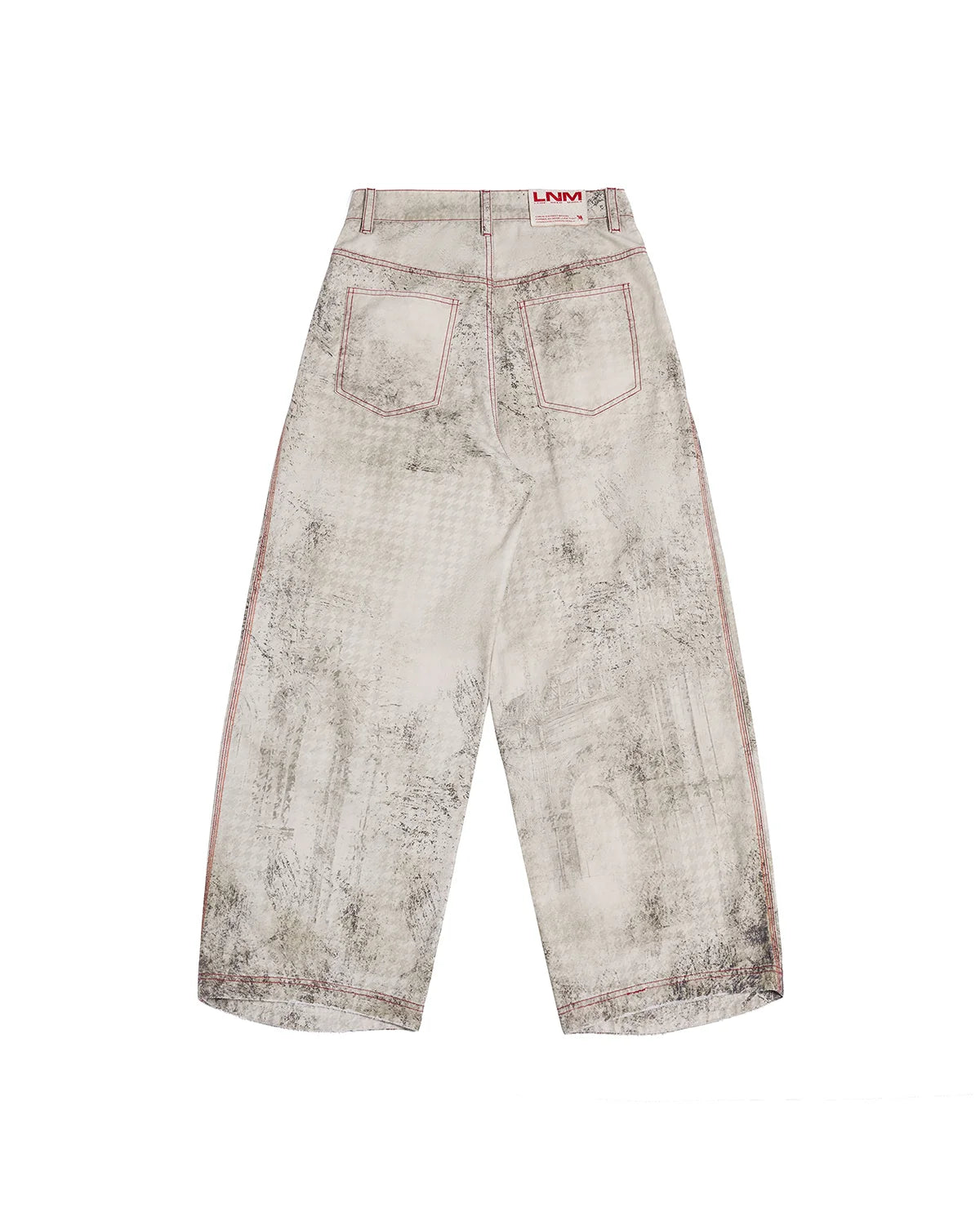 LNM Washed Houndstooth Graphic Cargo Pants