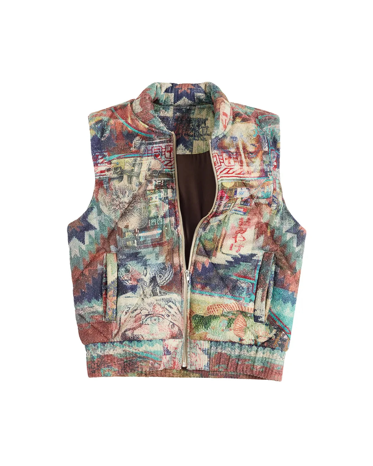 LNM Vintage Neon Print Padded Vest