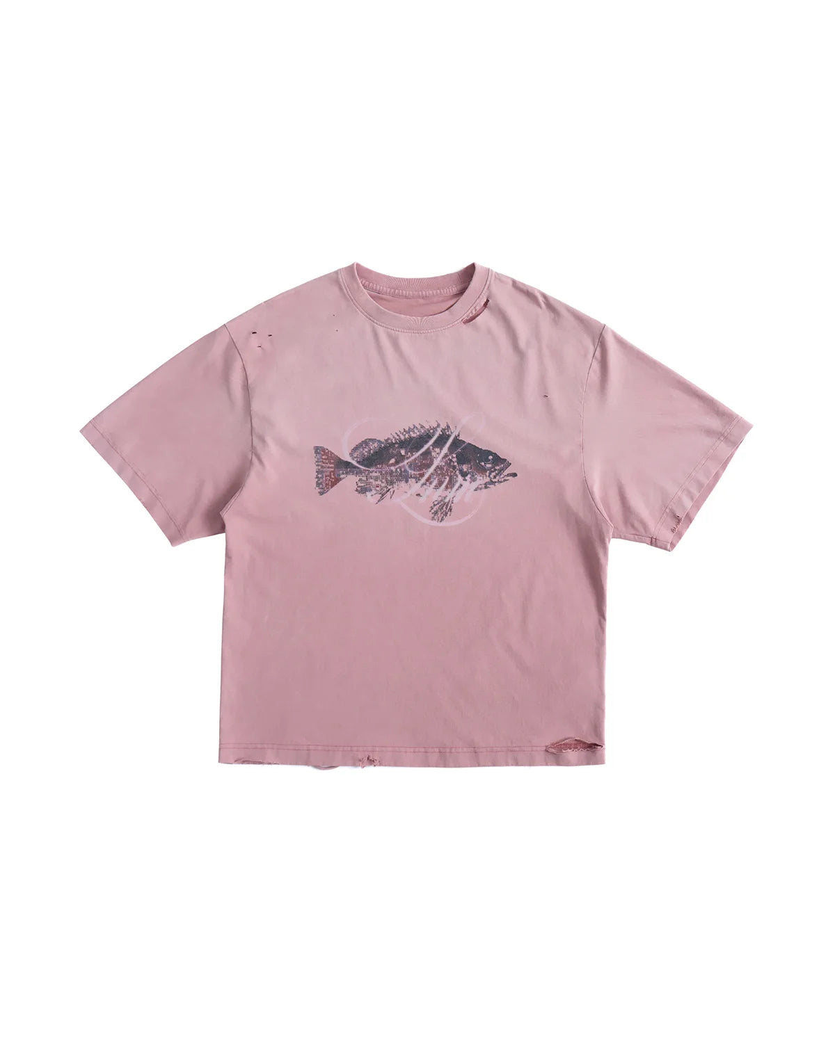 LNM Gradient Faded Fish Pattern T-Shirt