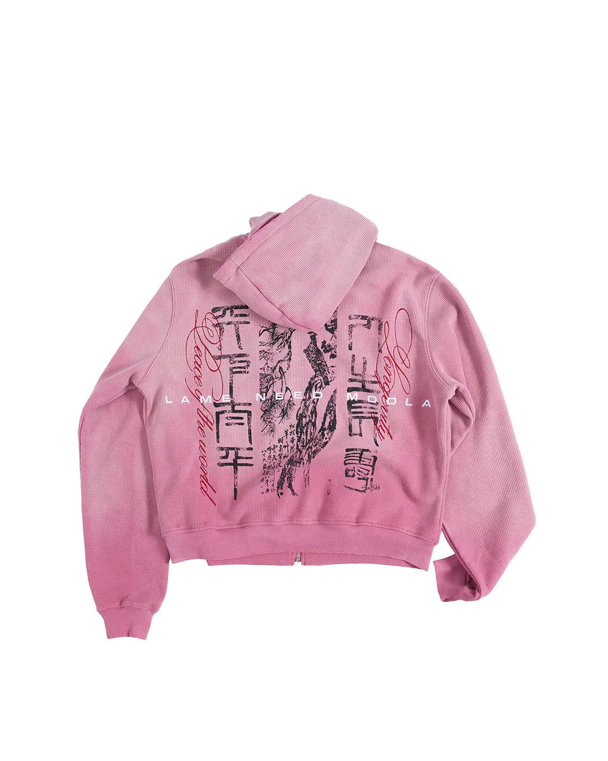 LNM Washed Waffle Zip-Up Hoodie