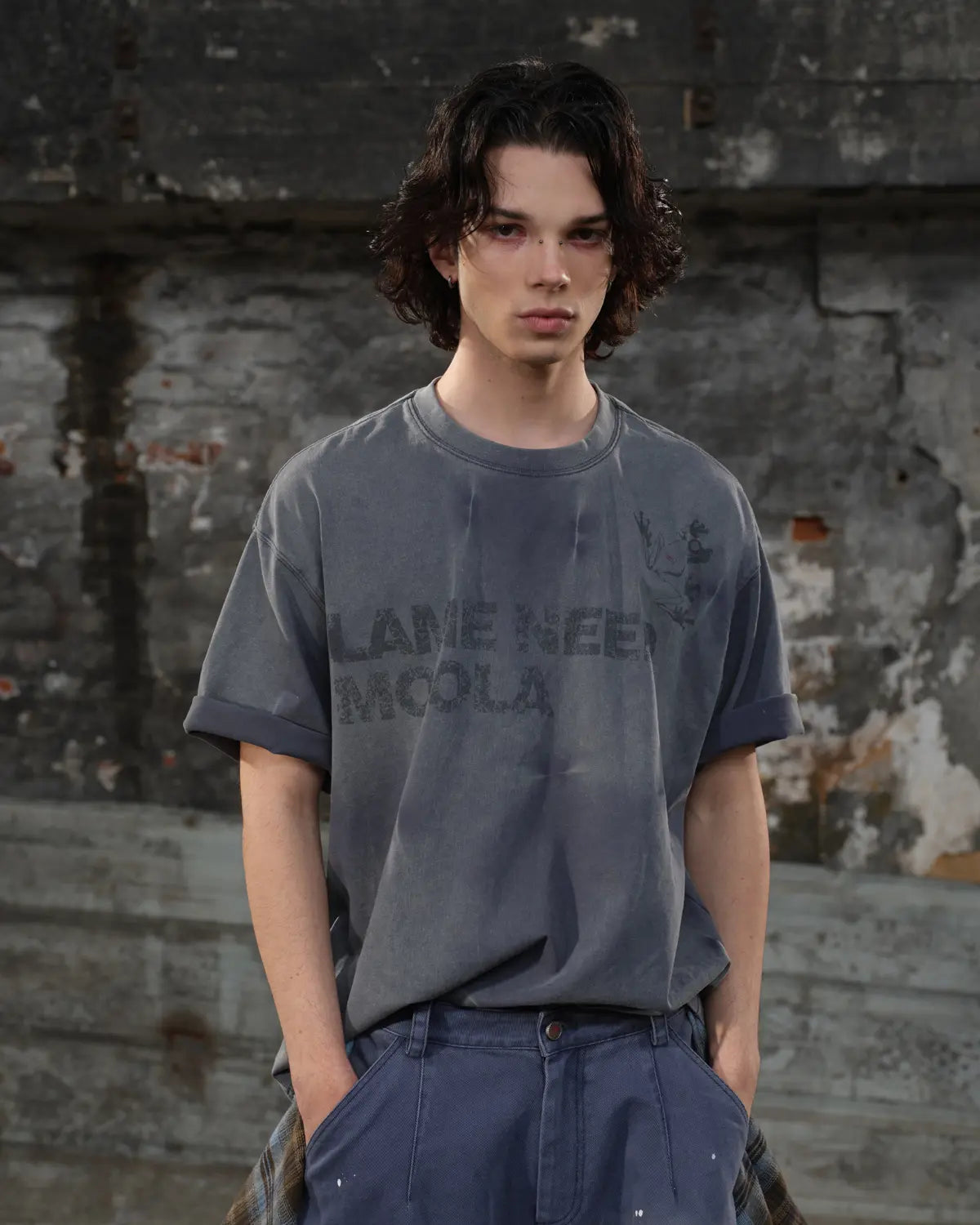 LNM Hand-Tie-Dyed Washed T-Shirt Blue
