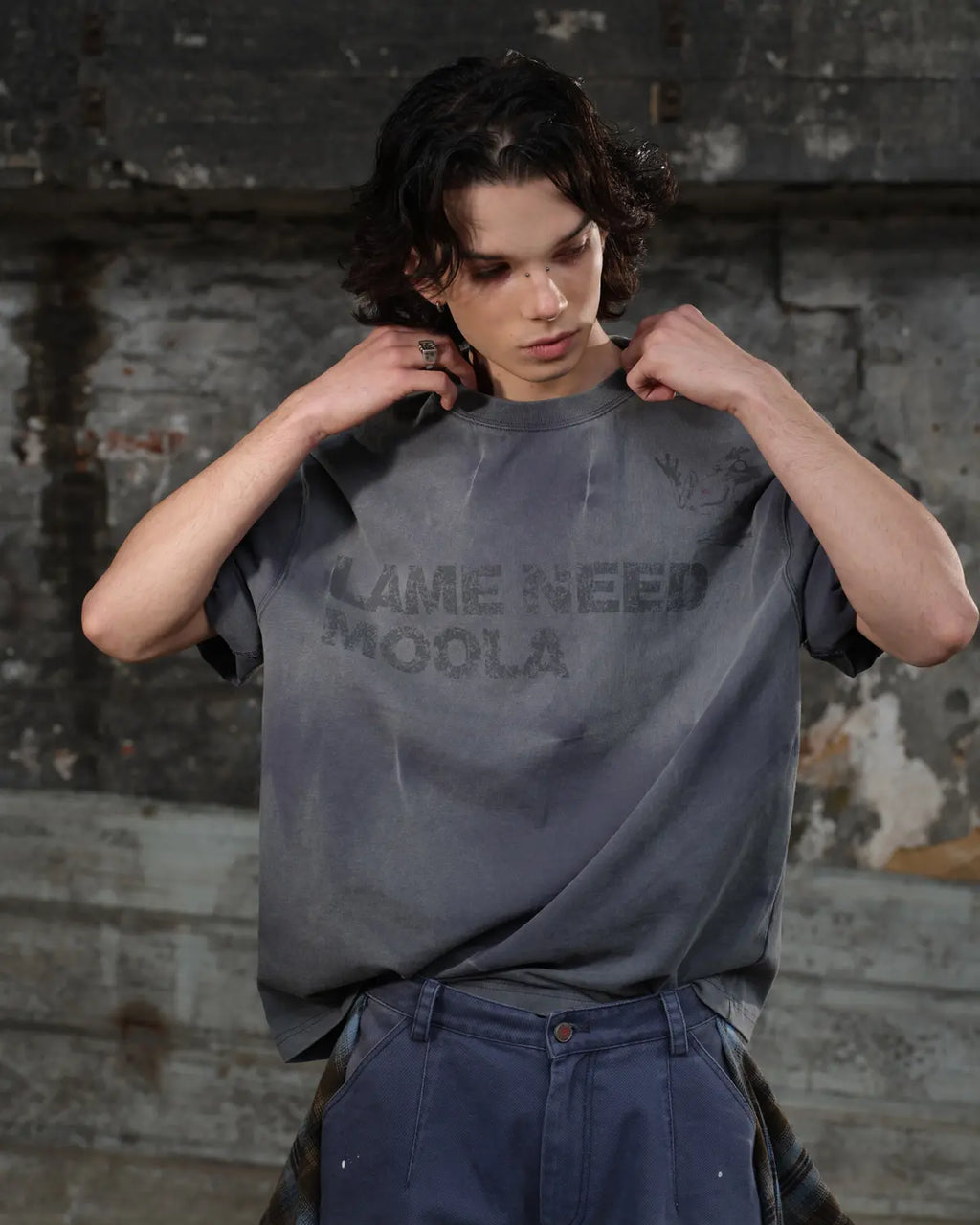 LNM Hand-Tie-Dyed Washed T-Shirt Blue