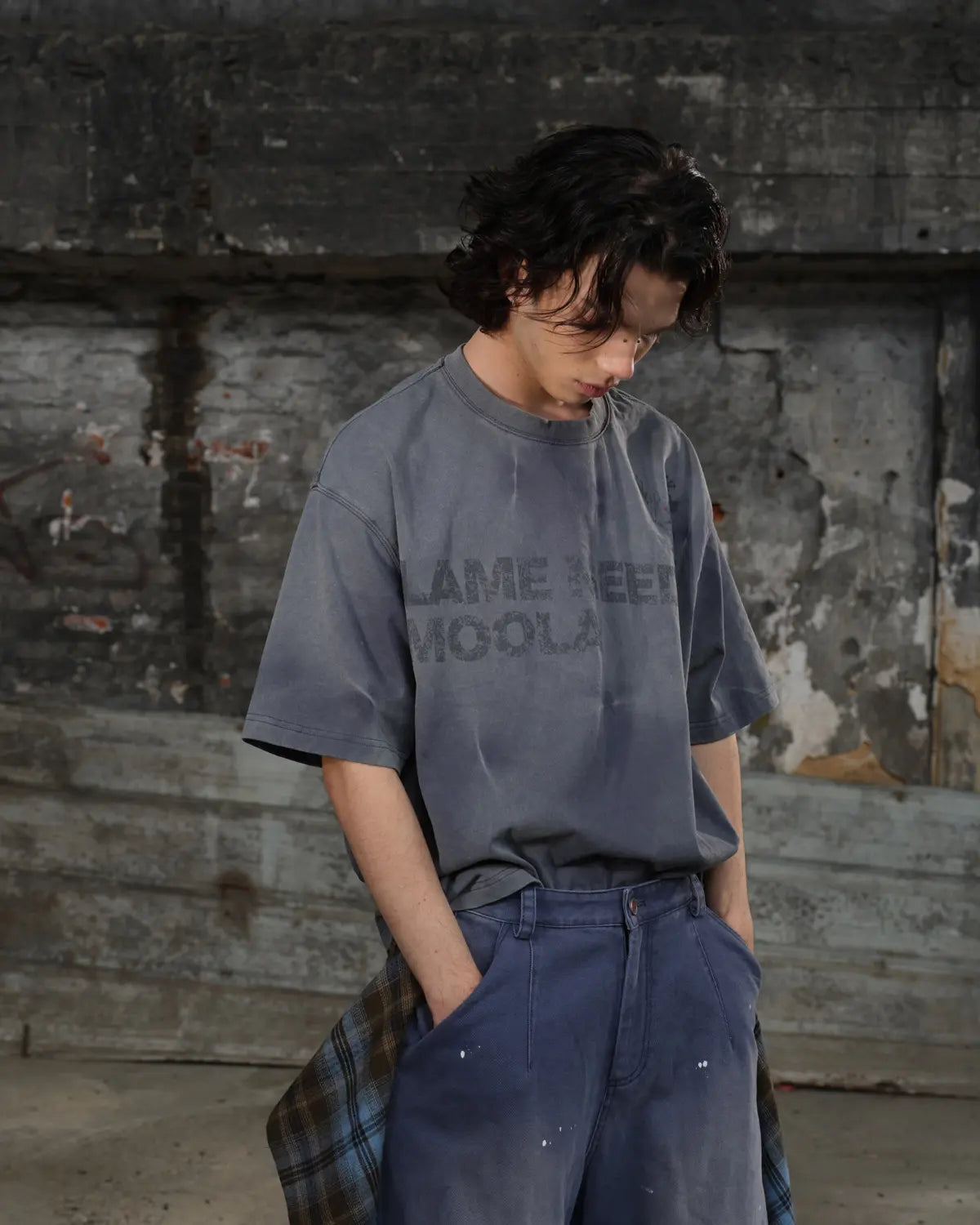 LNM Hand-Tie-Dyed Washed T-Shirt Blue