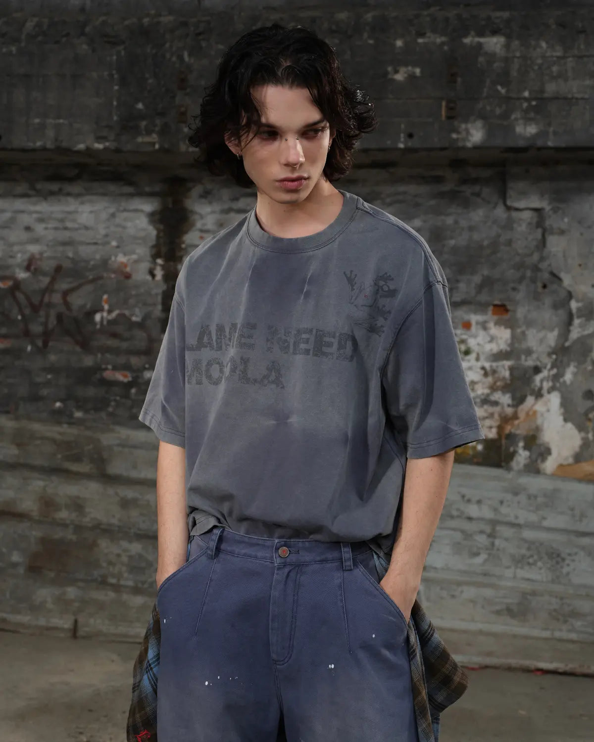 LNM Hand-Tie-Dyed Washed T-Shirt Blue