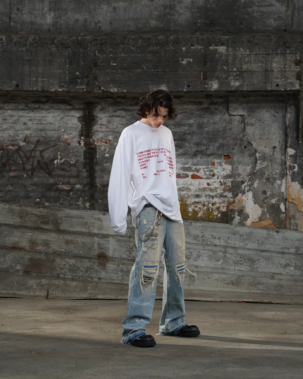LNM Light Blue Distressed Rippled Denim Jeans