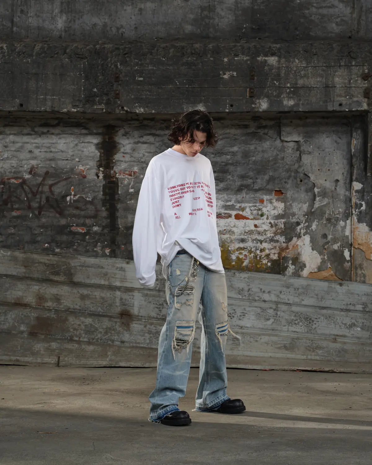 LNM Light Blue Distressed Rippled Denim Jeans