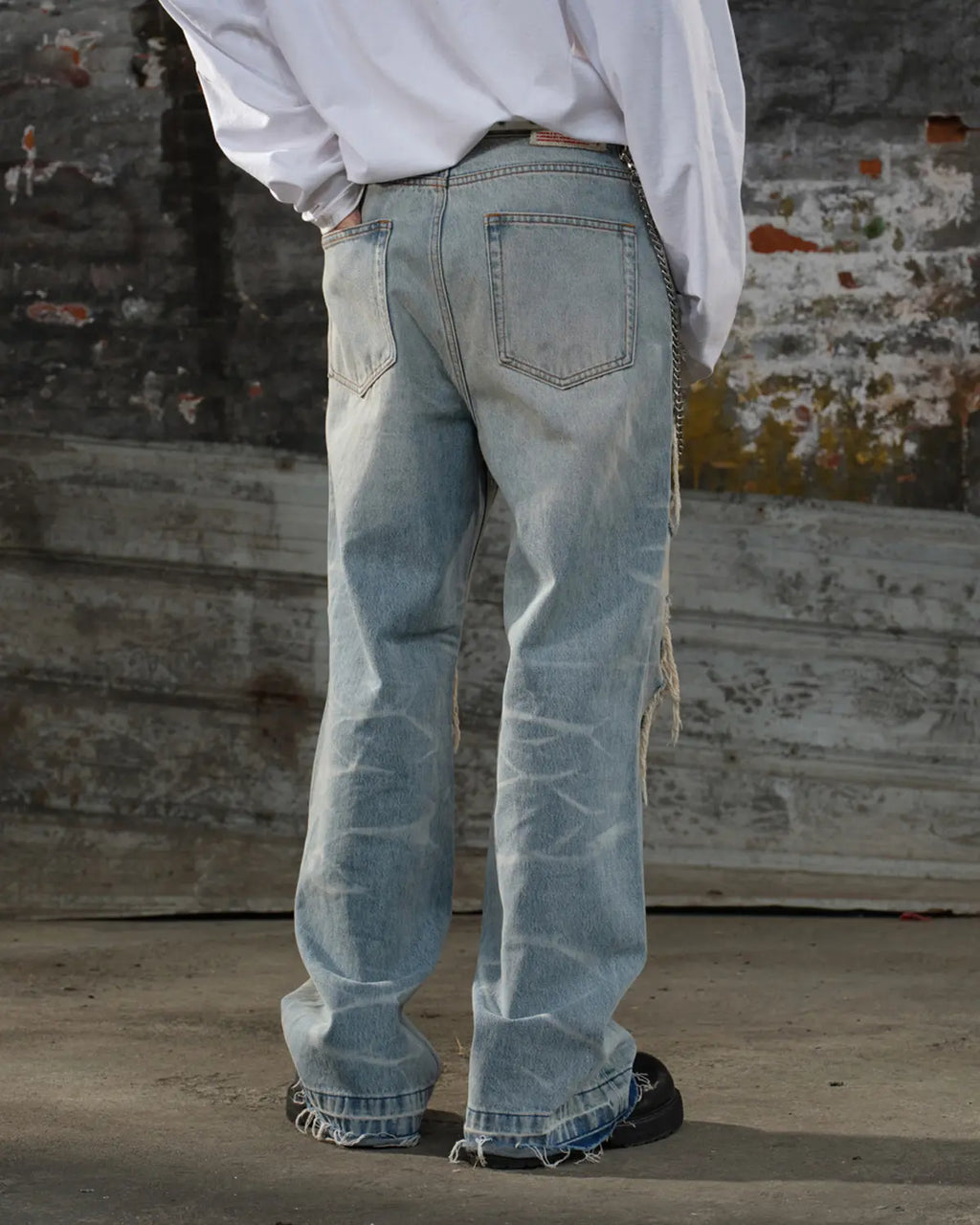 LNM Light Blue Distressed Rippled Denim Jeans