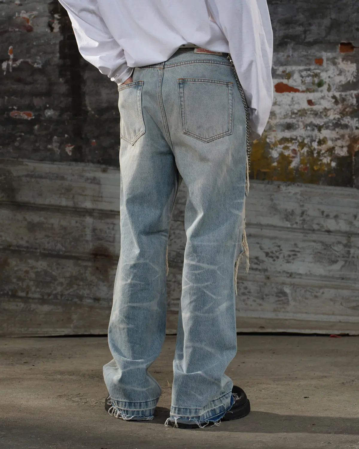 LNM Light Blue Distressed Rippled Denim Jeans