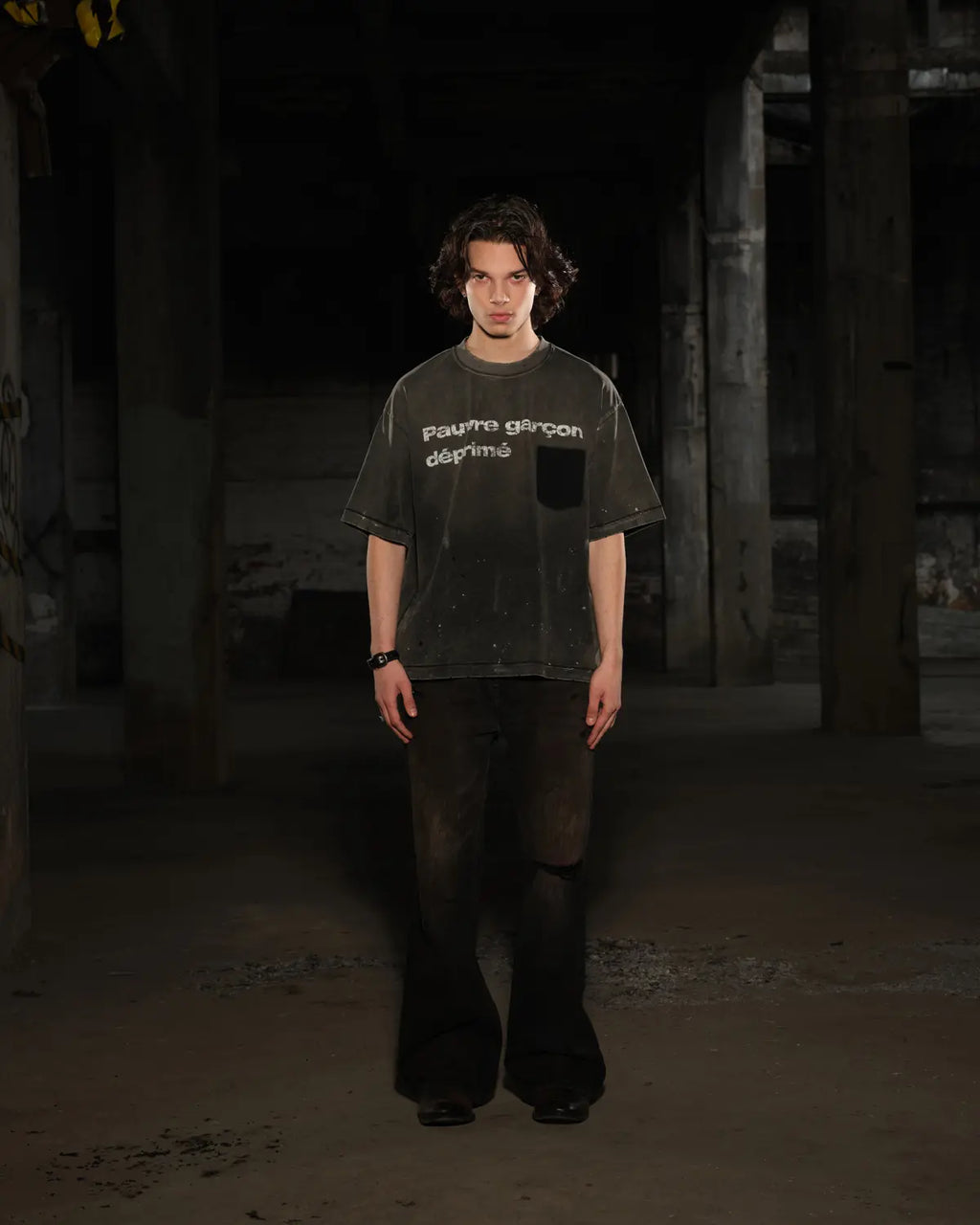 LNM Black Distressed Blood-Stained Denim Jeans
