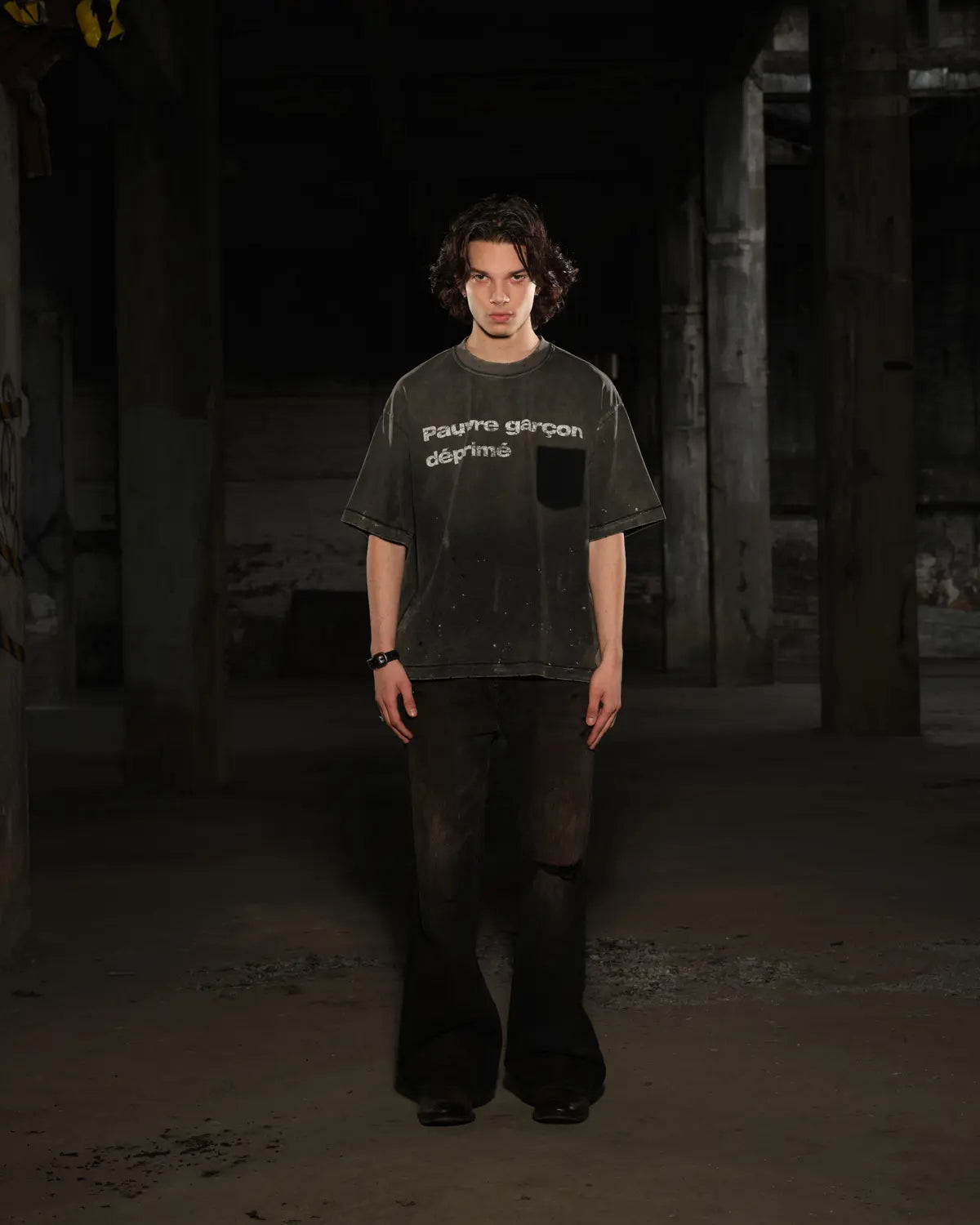 LNM Black Distressed Blood-Stained Denim Jeans