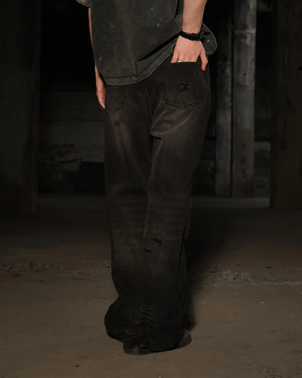 LNM Black Distressed Blood-Stained Denim Jeans