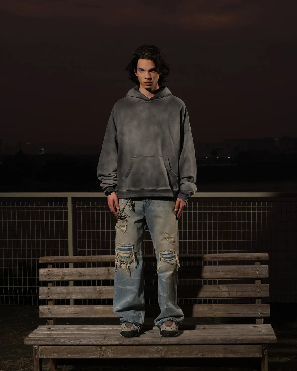 LNM Washed Grey Oversized Hoodie