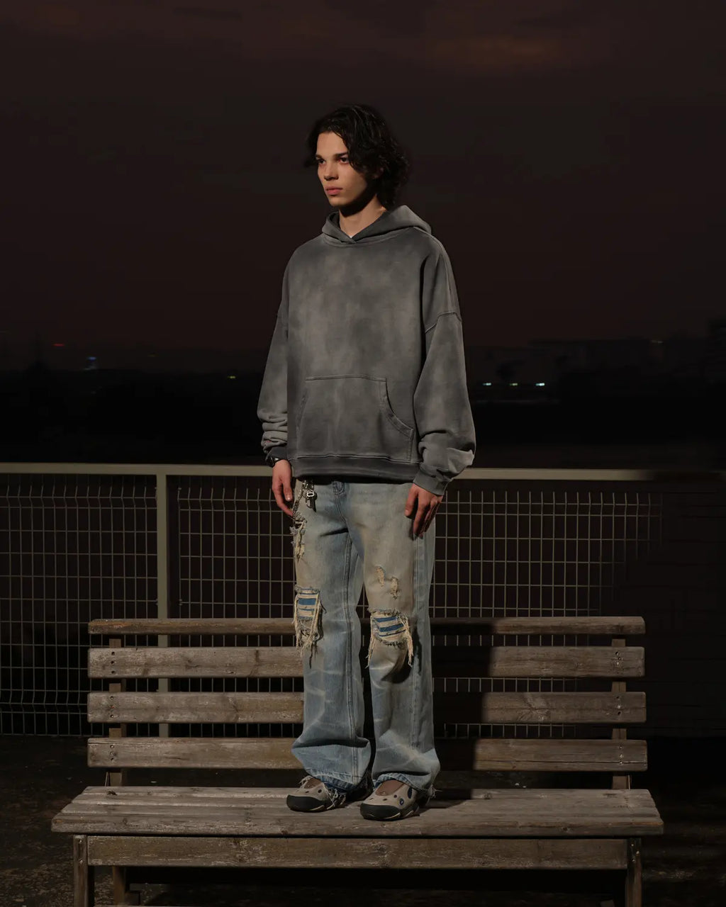 LNM Washed Grey Oversized Hoodie