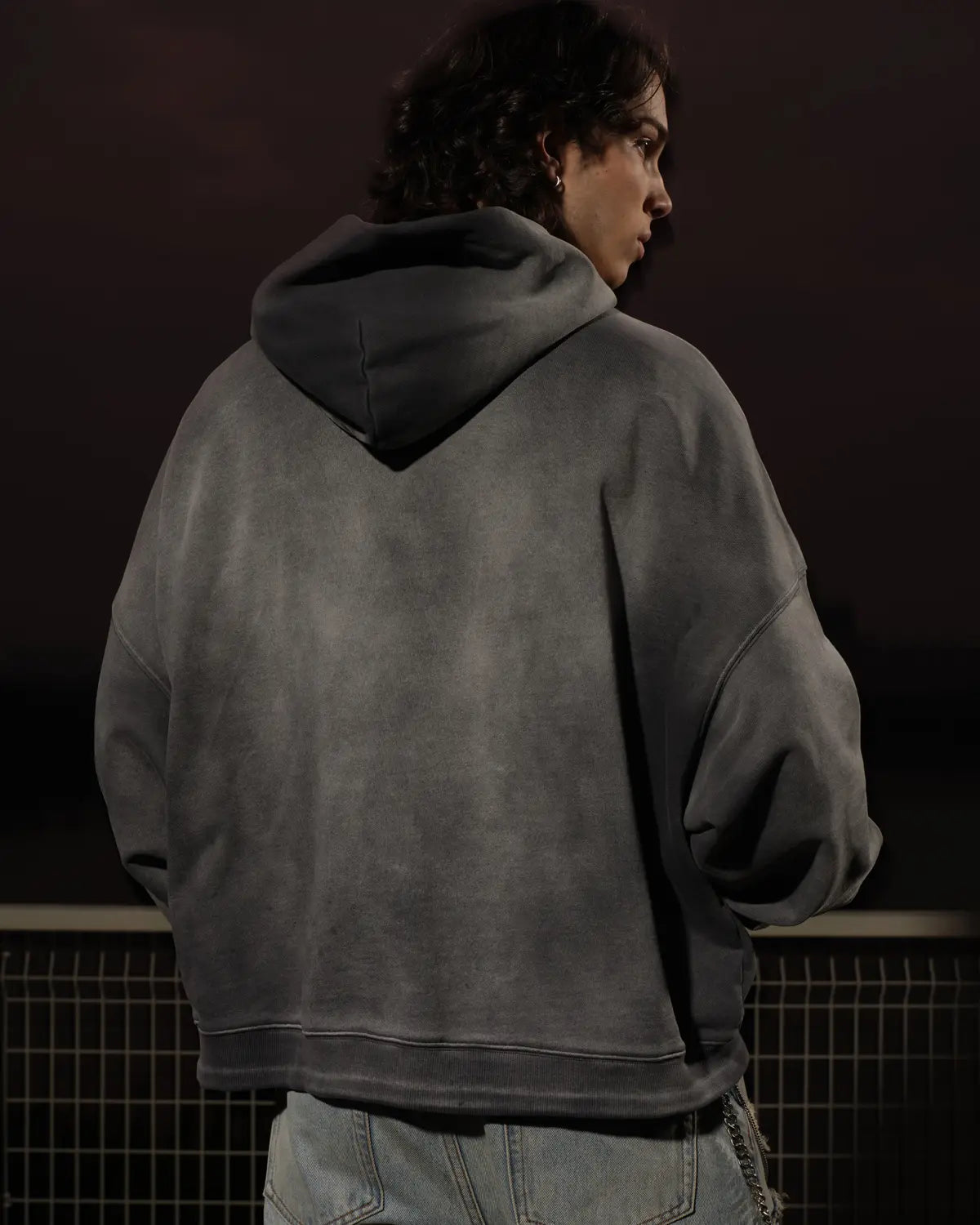 LNM Washed Grey Oversized Hoodie