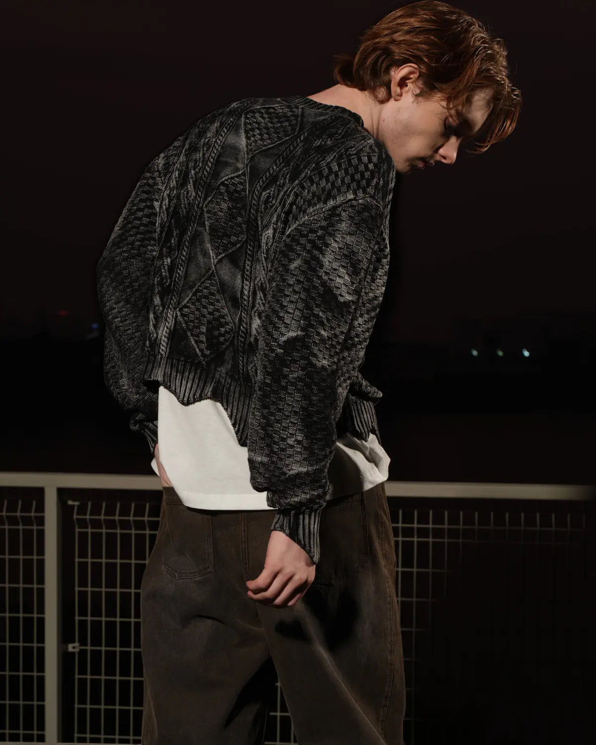 LNM Irregular Hem Drop-Shoulder Cropped Sweater