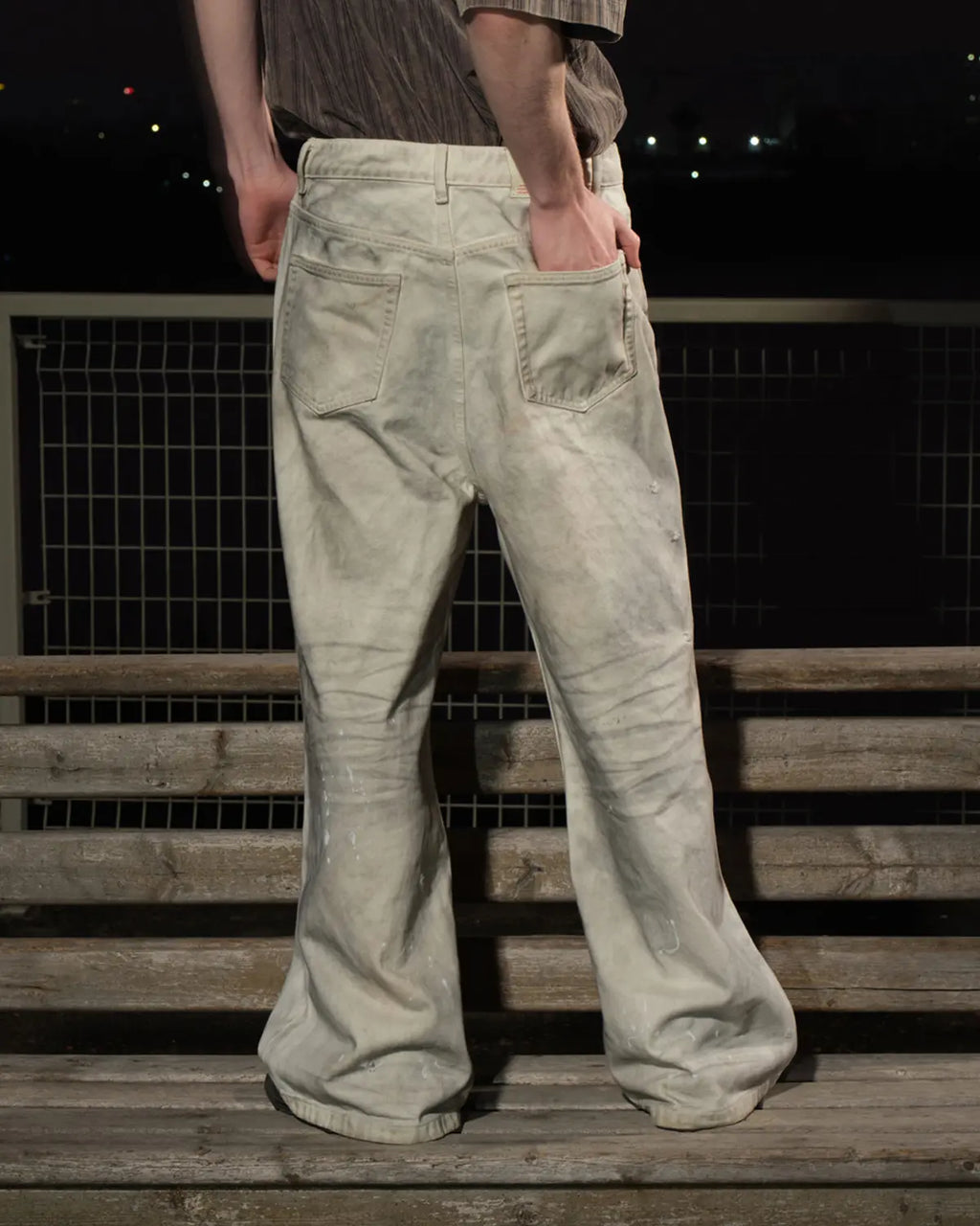 LNM Paint-Splatter Pleated Denim Jeans