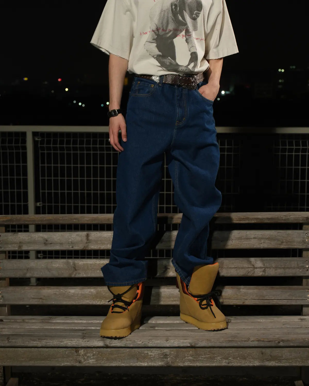 LNM Deep Indigo Cone Denim Straight-Leg Jeans